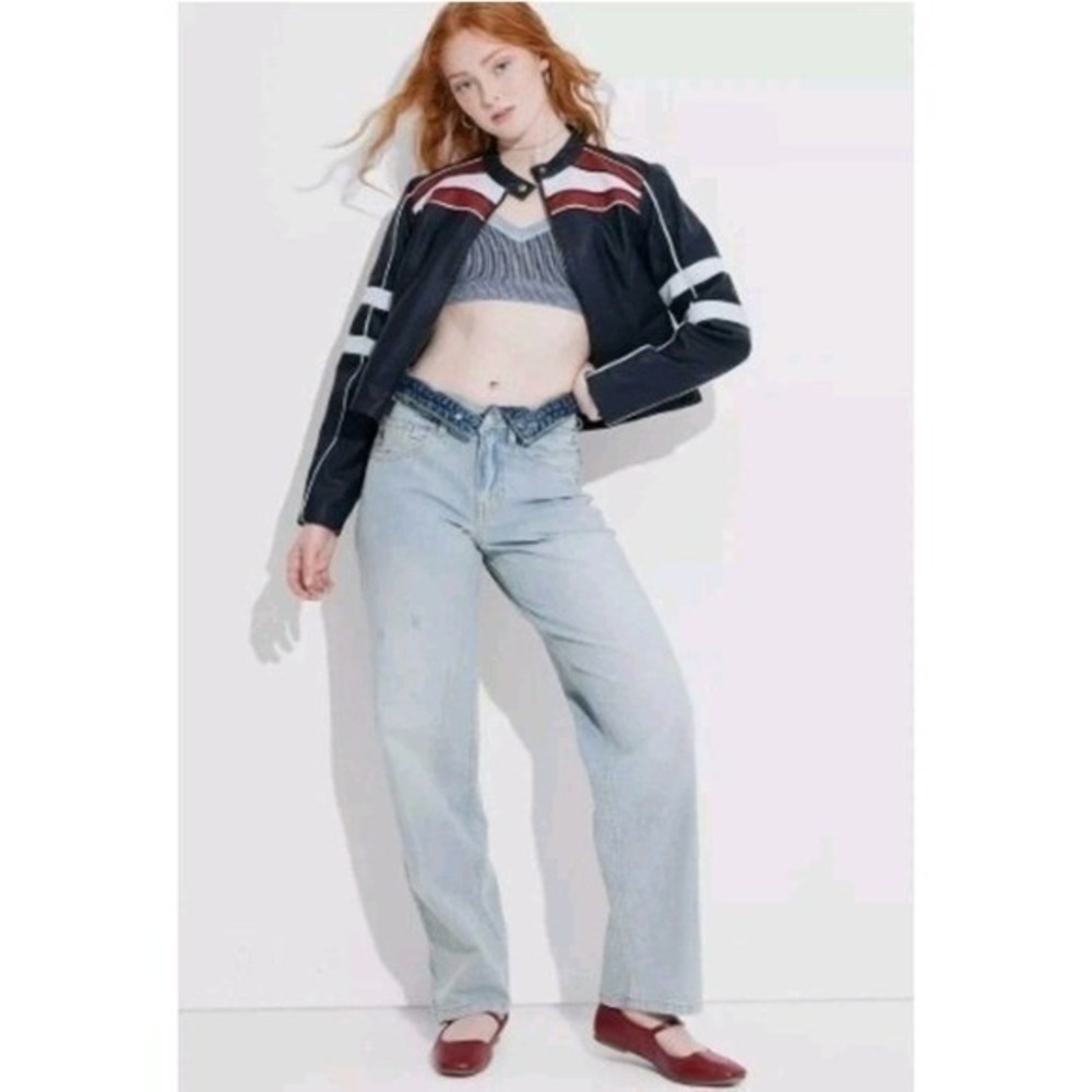 Wild Fable NWT 0 Mid Rise 90s Relaxed Straight Jeans Light Wash Denim Y2K Button
